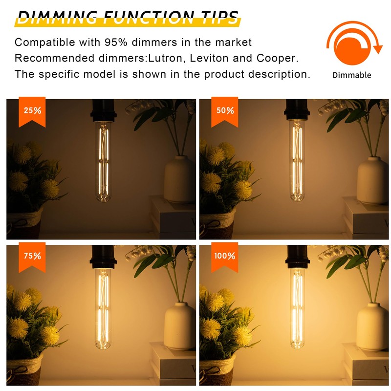 Sphoon Tubular Light Bulb 7.3 Inch Dimmable T10 LED Bulb