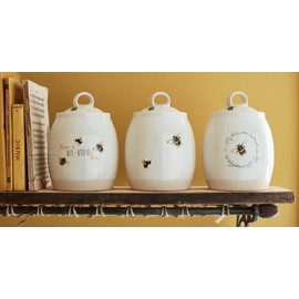 Cooksmart Ceramic Coffee Canister | Tea Coffee Sugar Canisters For All Type Of Kitchens | Coffee And Tea Storage Jars With Modern Designs - Bumble Bees