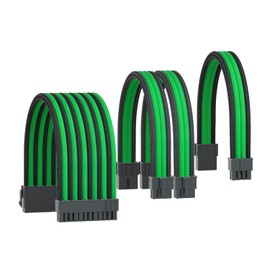 ASTRAL COOLER PSU Cable Extension Cable 18AWG ATX 24Pin/EPS 8 Pin/2xPCI-E 8Pin with Cabble Combs（Black/Green）