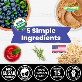 Yitto Paws Organic Dog Treats – Crunchy, Blueberry & Peanut Butter Training Dog Biscuits – Vegan, Human-Grade, No Sugar Added – Healthy, All Natural – Made in USA, (8 oz)