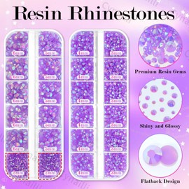 Light Purple AB Rhinestones Kit, Flatback Resin Gems for Bedazzling Crafts