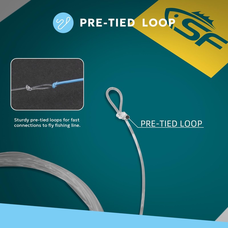 SF 10FT 10lb Pre-Tied Loop Saltwater Tapered Leader Fly Fishing
