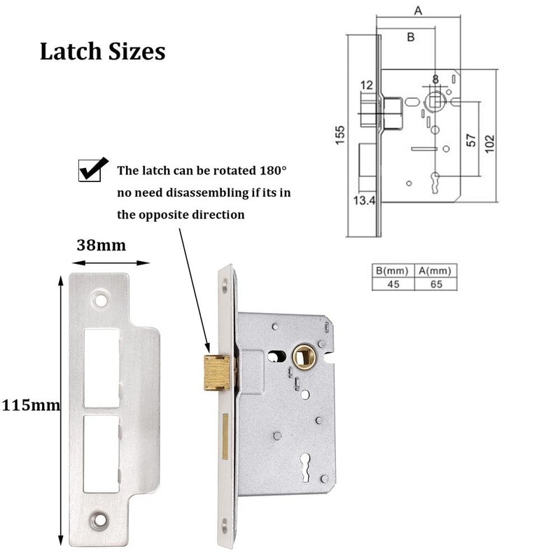 Probrico Door Latch with Key for Front Doors, Bedroom Door