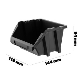 KADAX Workshop Stacking Box, Small Sorting Box Made of PP Plastic, Visual Storage Box in Various Sizes and Colours, Storage Boxes for Tool Wall (Black, Set of 10 - 144 x 118 mm)