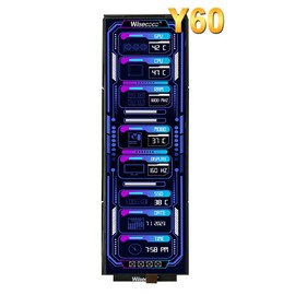 wisecoco 12.6 Inch Bar LCD Screen HDMI Display Monitor 1920x515 IPS DIY Kits Dual Built-in Speakers for Hyte Y60 Computer Gaming PC Case CPU GPU Secondary Monitor Easy Install Black
