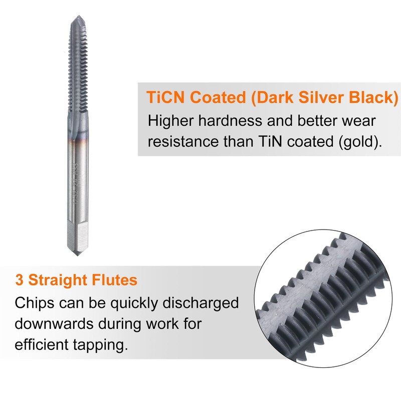 sourcing map 7/32"-24 UNS Thread Tap 6542 Cobalt High-Speed Steel