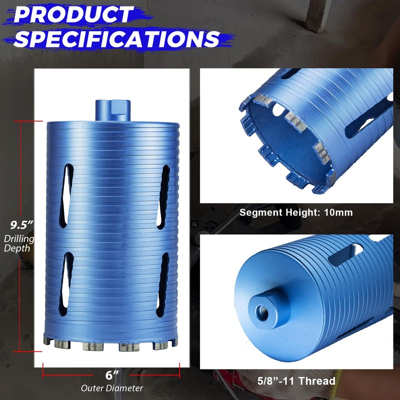 DaduoRi 6" Core Drill Bit with 3 Adapters Included: SDS