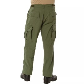 Rothco Vintage Vietnam Fatigue Cargo Pants Rip-Stop - Olive Drab 100% Cotton Rip-Stop - 2X (Waist 43"-47")
