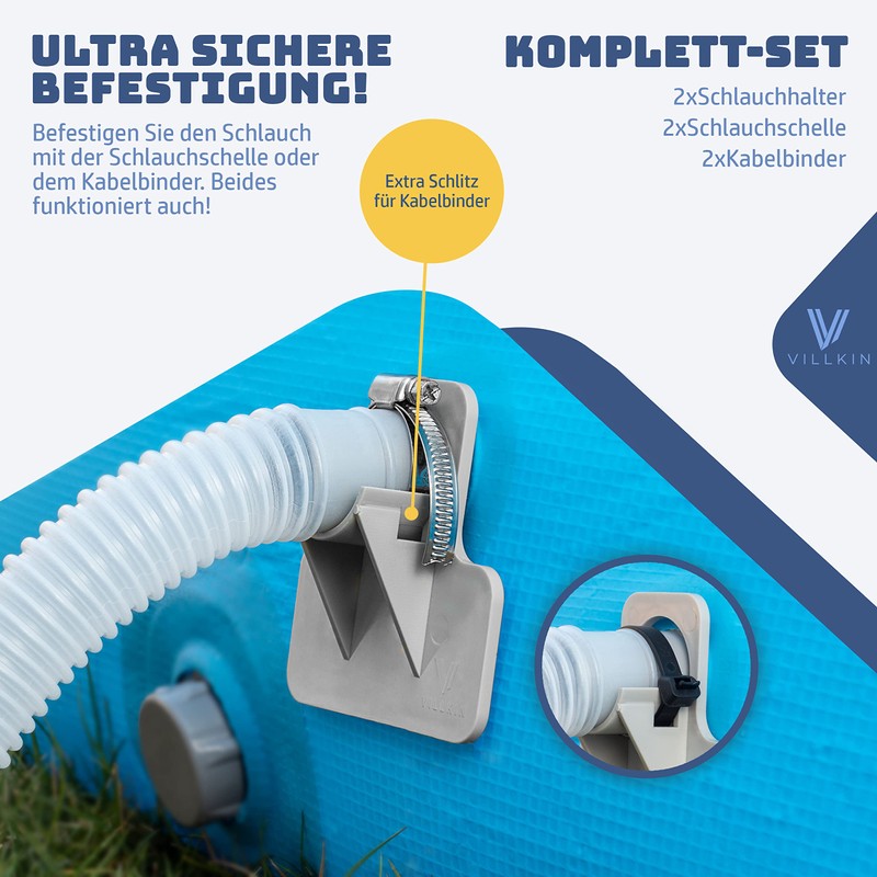 Villkin Pool Hose Holder (2 Pieces) - 26-38 mm -