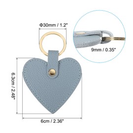 PATIKIL Heart Leather Keychains, 2 Pack Heart Leather Key Fobs with Key Rings Keychain Holder for Wedding Gifts Party Favors ID Card, Sky Blue