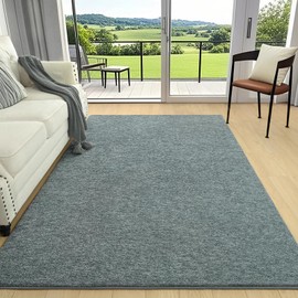 AROGAN Washable 5×7 Living Room Rug, Modern Area Rugs with Soft Memory Foam for Bedroom, Minimalist Non-Slip Indoor Floor Carpet for Dining Room Office Kids Playroom Decor, Matte Grey-Green