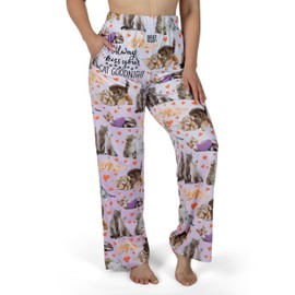 BRIEF INSANITY Lounge Pajama Pants for Men and Women| Kiss Your Cat Goodnight Cute Kitty Print Bottoms - Comfy, Ultra Soft, Novelty Unisex Loungewear (Kiss Your Cat Goodnight, XX-Large)