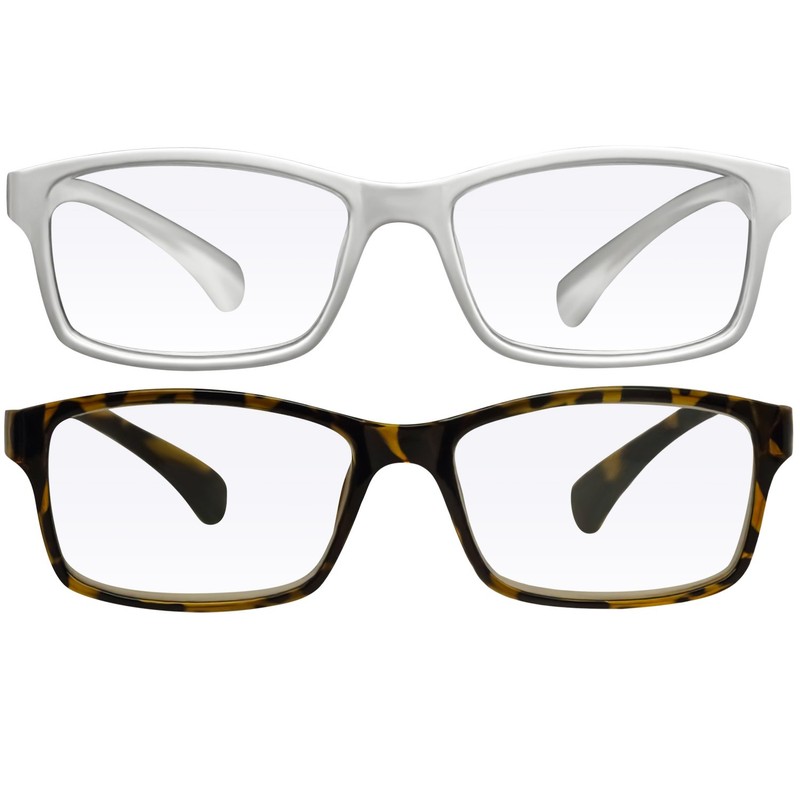 TruVision Readers Computer Reading Glasses 9601-2-White -Tortoise-2.00