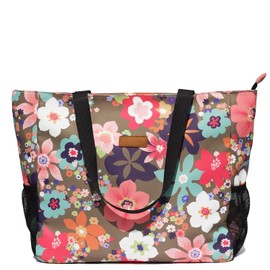 ESVAN LARGE BEACH BAG Water Resistant Lightweight 20 inch Women Oversize Tote Bag for Gym Beach Travel Pool Yoga Nurse, Flower, X-Large, Fashion