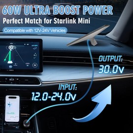 Starlink Mini Car Adapter, 12V-24V to 30V DC Step Up Converter