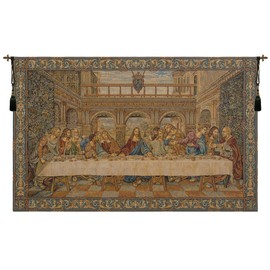 Charlotte Home Furnishings Inc. The Last Supper IV Italian Tapestry Wall Hanging 17 X 26 Inch Viscose Cotton And Polyester Blend Wall Art Perfect For Home Decor Wall Decor By Leonardo da Vinci