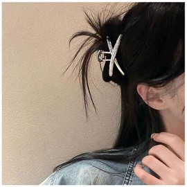 Aneneiceera Vintage Hohle Metallhaarspange Krallen Metallhaarkralle Barrette Minimalistische Kiefer Haarklemme Große Silberne Haarhalter Clips Nicht Rutschen Pferdeschwanz Haar Fangen Dekorative