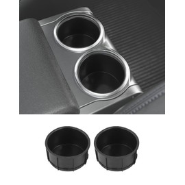 2PCS Rear Center Console Cup Holder Insert Fit for 2003-2014 Ford F150 Armrest Box Rear Dual Cup Holder Rubber Insert