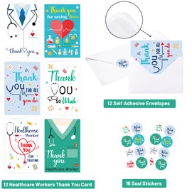 Fancy Land Fancy Land Healthcare Workers Thank You Card Medical Appreciation Cards for Nurses Graduation 12Pcs