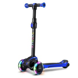 tonbux Kids Scooter for Ages 3-12 Adjustable Height 3-Wheel Light-Up, Shock Absorption, Lean-to-Steer, Balance Training Scooter for Toddlers - Color: Blue-Premium Version
