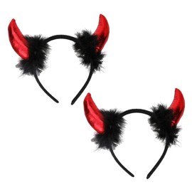 [Formemory] Adult Halloween Headband Devil Headband Full of Halloween Costume Props Hair Accessories Cosplay Hair Ornaments for Photography Costume Props Christmas Party Props (Red 2pcs)