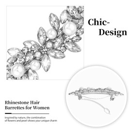 AMCAMI 12PCS Rhinestone Hair Clips,Pearl Sliver Wedding Hair Clips for Women, Fancy Flower Cute Hair Accessories For Bride Bridesmaid Prom