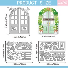 GLOBLELAND Door Frame Cutting Dies for DIY Scrapbooking Metal Four Seasons Door Cut Dies Spring Tree Flower Die Cuts for Card Making Embossing