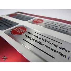 BIKE-label 403009 Aluminium Look 3D Letterbox Sticker 4 x No Advertising / Display Sheets 80 x 30 mm