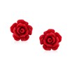 Romantic Delicate Floral Blooming 3D carved Red Rose Flower Stud
