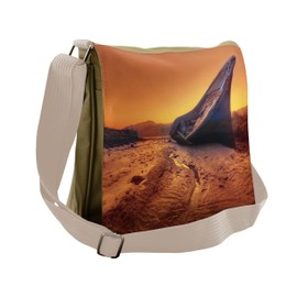 Lunarable Shipwreck Messenger Bag, Boat Washed up on Shore, Unisex Cross-body