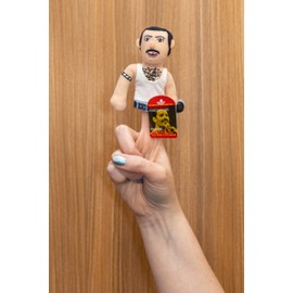 The Unemployed Philosophers Guild Freddie Mercury Magnetic Personality - Plush Finger Puppet and Refrigerator Magnet, Approx 4" Tall