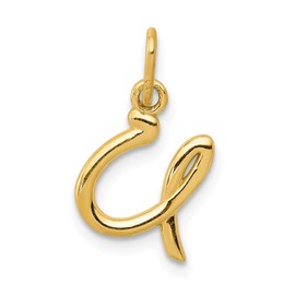 Solid 14k Yellow Gold Cursive U Initial Letter Alphabet Charm Pendant