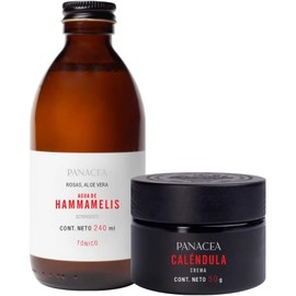 KIT PARA PIEL MIXTA EN LOS 30´s. Contiene un Tónico Facial de Agua de Hammamelis (240ml) y una Crema Facial de Caléndula (50ml). 100% Ingredientes Naturales, sin químicos.