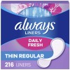 Unbranded Thin Panty Liners, Regular Absorbency, Unscented, 216 Count