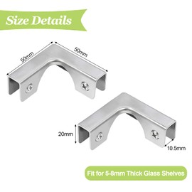 UFURMATE Glass Connectors, 4 Pieces Stainless Steel Glass Clamps L Shaped Glass Connector Clamps Right Angle Brackets Fixing for Fixing or DIY Rimless Aquarium Glass Display Case