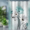 Onalasyc 4PCS Teal Daisy Country Farmhouse Shower Curtain Set with