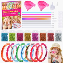 Funblitz Gift Girls 5 6 7 8 9 10 Years, Jewellery Bracelet Craft Girls 5-10 Years Craft Set Children Creative for Girls Glitter Girls Toy from 6-10 Years Girls Birthday Gift