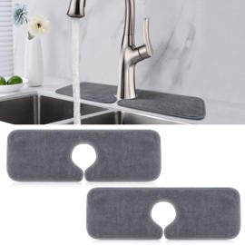 PoYang 2 Pack Kitchen Sink Splash Guard: Short Sink Faucet Mat, Super Absorbent Microfiber Sink Protectors for Kitchen Sink Mat, Machine Washable Kitchen Mat, Kitchen Sink Accessories 17.7'' x 4.7''