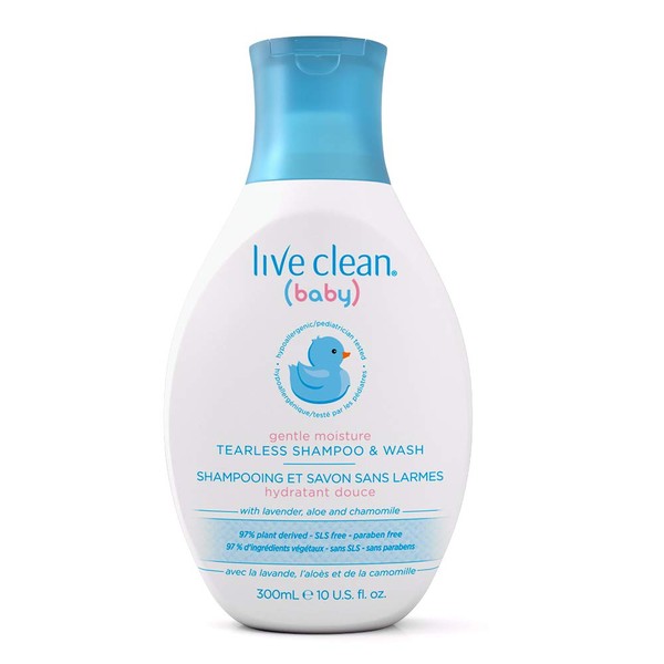 Live Clean Baby Tearless Shampoo & Wash, Gentle Moisture Baby Soap, 10 Oz