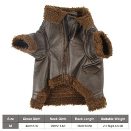 Pssopp Leather Jacket for Dogs - Warm Coat with Zipper, Easy to Wear, Brown (M)
