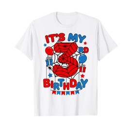 It's My 3rd Birthday Spider Theme Party 3 Year Old Boys Kids T-Shirt