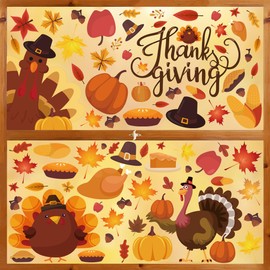 Horaldaily 101 PCS Thanksgiving Window Cling Sticker, Turkey Pumpkin for Home Party Supplies Shop Window Glass Display Decoration