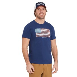 Life is Good Mens Textured Slub Tee (Large, Yankee Doodle Flag - Darkest Blue)