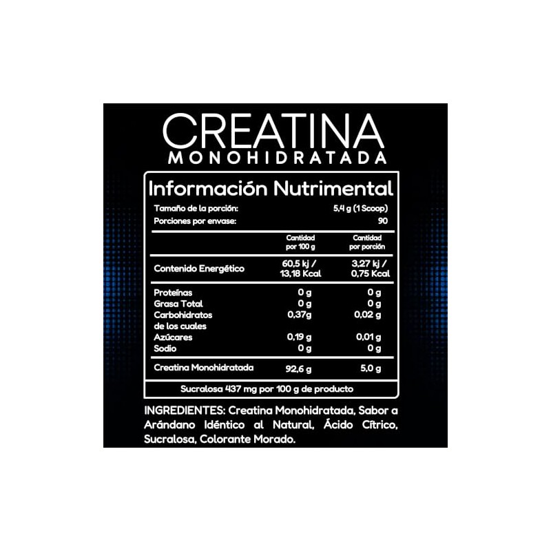 BHP NUTRITION- CREATINA MONOHIDRATADA ALTA PUREZA SABOR ARANDANO 490 GRS