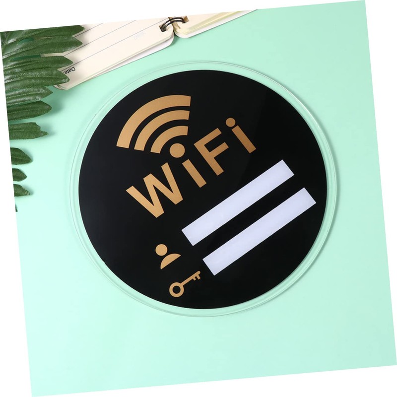 LALAFINA WiFi Sign Emblems Office Decor Black Trim Large WiFi