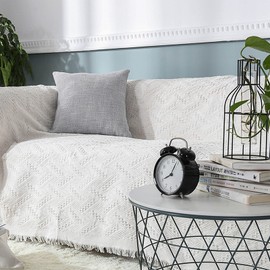 DEWEL Multi Cover, Stylish, Sofa Cover, 1 - 2 Seats, Rectangle, 51.2 x 70.9 inches (130 x 180 cm), Blanket, Fringed, Multi-functional, Table Cloth, Bed Cover, Cotton + Polyester, Anti-Slip, Plain,