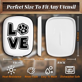 ANATTASOUL Ceramic Spoon Rest for Stove Top Love with Dog Paw Pattern 4.52"x5.9" Large Spoon Holder, Heat Resistant Utensil Holder Kitchen Counter Decor for Cooking Lover