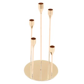 Gold Taper Candle Holders Different Heights 5 Arms Candlestick Holders for Bar Restaurants Table Decoration
