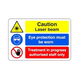 Safety First Display LTD Caution laser beam sign- 3mm Aluminum Dibond for indoor/outdoor usage (300mm x 200mm) 7m Viewing Distance.