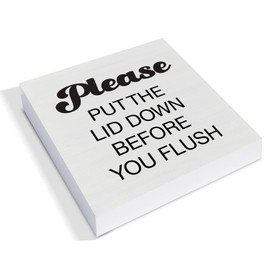 Country Humor Bathroom Wood Box Sign Decor Desk Sign Please Put the Lid Down Wooden Box Block Sign Home Guest Husband Bathroom Shelf Wall Decoration